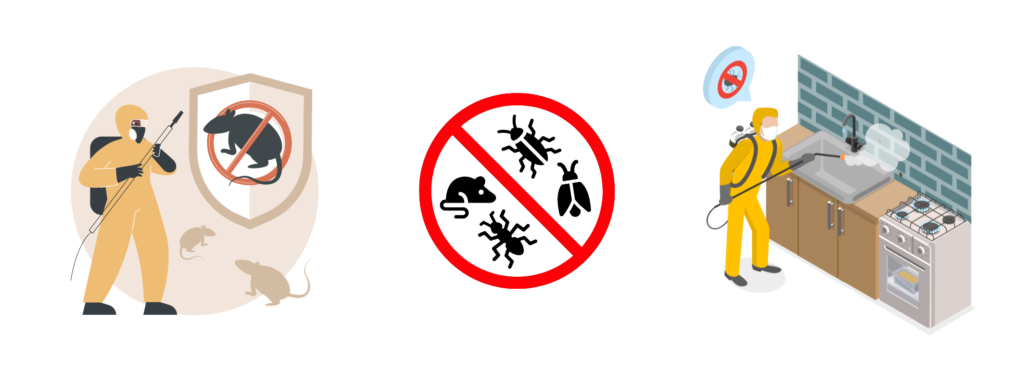 害獣、害虫駆除している業者のイラスト