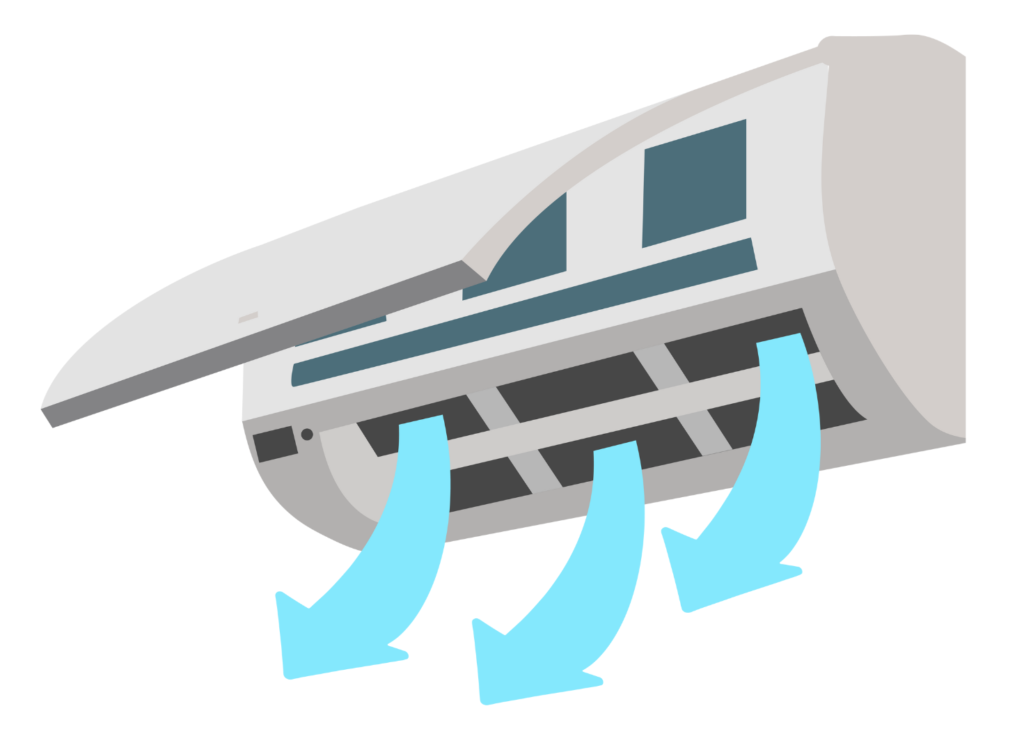 エアコンから風を送り出している画像