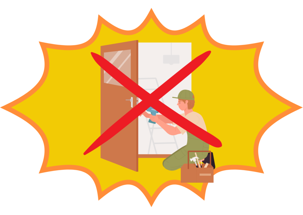 ドアのカギを好感している男性イラストに赤い×