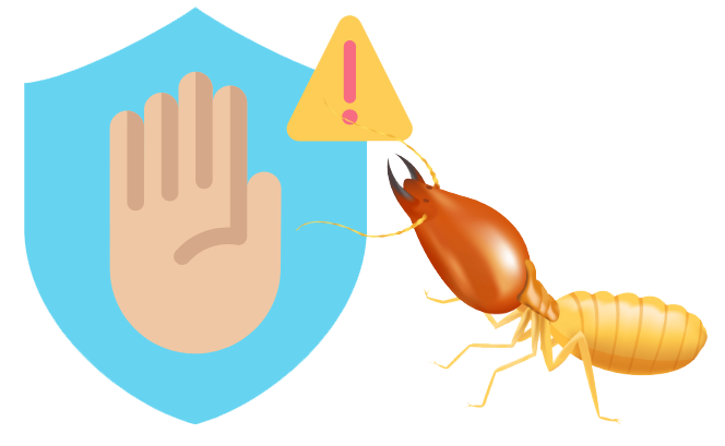 シロアリをストップさせているイラスト