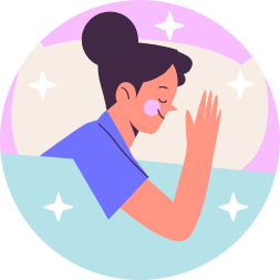 マットレスで快眠している女性のイラスト