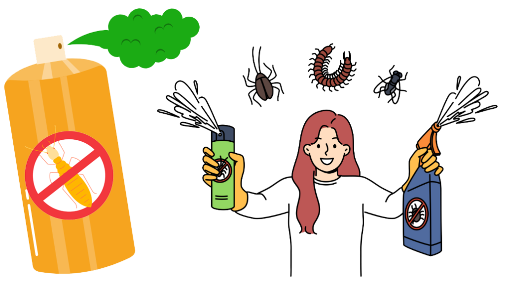 殺虫剤を撒いている女性のイメージ